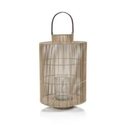 Carina Buri Lantern W/ Glass Hurricane