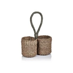 Mercela Seagrass Two-Bottle Caddy -Best Decoration Shop zodax nc 685sb