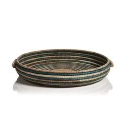 Layla Hand Woven Rattan Serving Tray - Blue