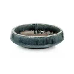 Umberto Blue-Gray Glazed Stoneware Planter Bowl - Small