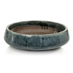 Umberto Blue-Gray Glazed Stoneware Planter Bowl - Large